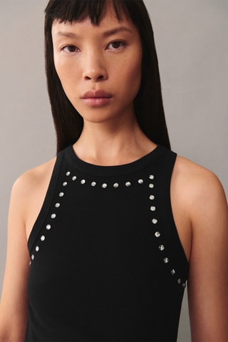 Crop top cristaux - Noir