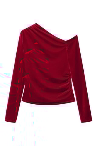 Top velours asymétrique - Rouge
