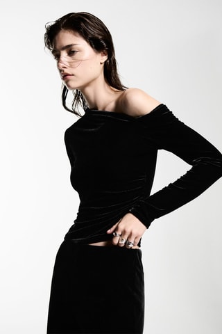 Top velours asymétrique - Noir