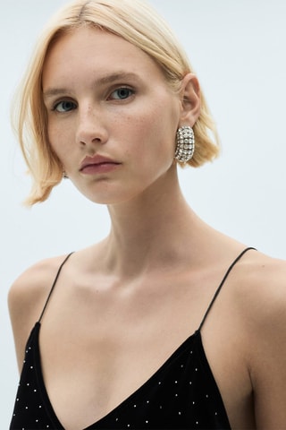 Top velours strass - Noir