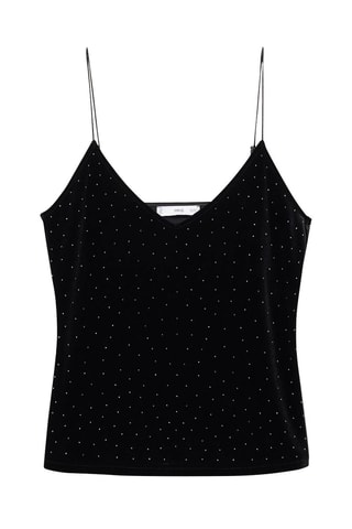 Top velours strass - Noir