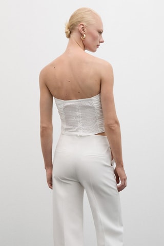 Top froncé maxifleur - Blanc cassé