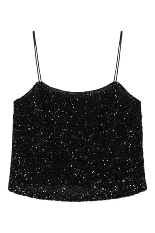 Top sequins fines bretelles - Noir