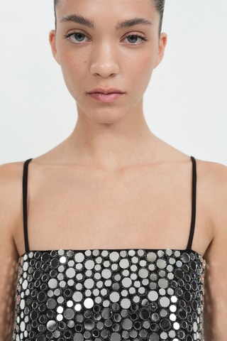 Crop top cristaux - Gris