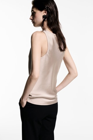 Top satin col bénitier - Gris clair