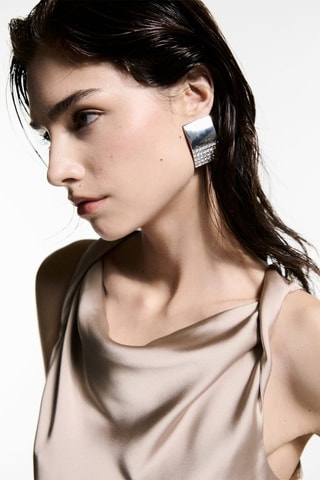 Top satin col bénitier - Gris clair