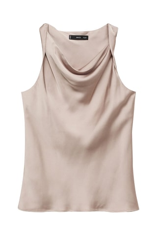 Top satin col bénitier - Gris clair