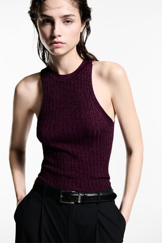 Top maille Lurex emmanchures américaines - Bordeaux