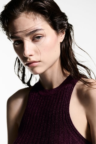 Top maille Lurex emmanchures américaines - Bordeaux