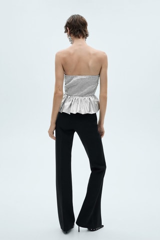 Top métallisé péplum - Argenté