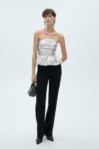 Top métallisé péplum - Argenté