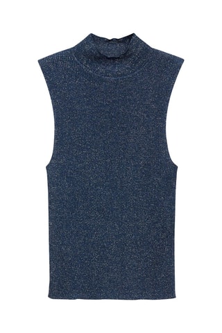 Top maille Lurex col montant - Bleu nuit