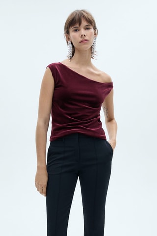 Top velours asymétrique - Bordeaux