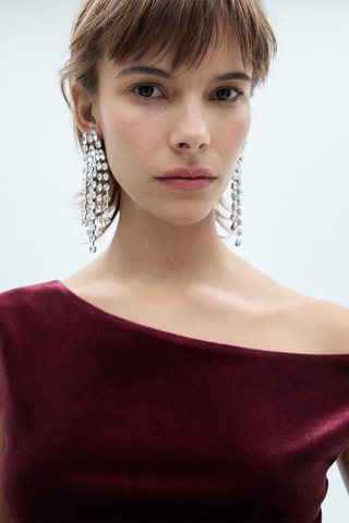 Top velours asymétrique - Bordeaux