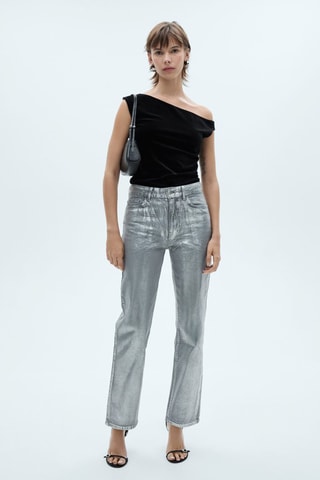 Top velours asymétrique - Noir