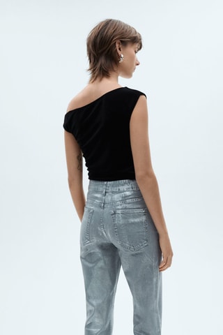 Top velours asymétrique - Noir