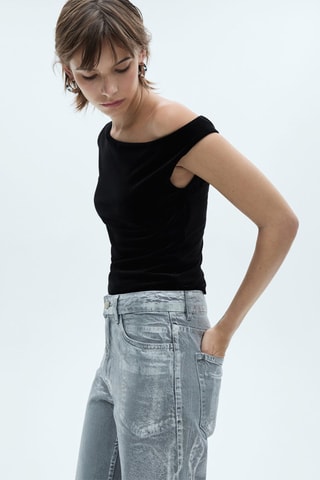 Top velours asymétrique - Noir