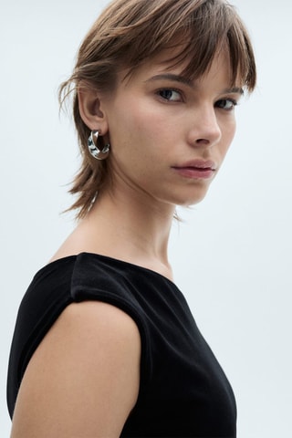 Top velours asymétrique - Noir