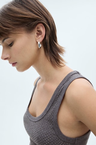 Top bretelles à sequins - Gris