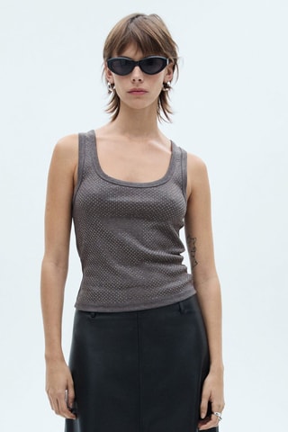 Top bretelles à sequins - Gris