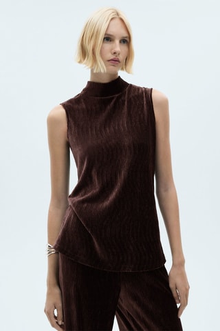 Top velours col montant - Bordeaux