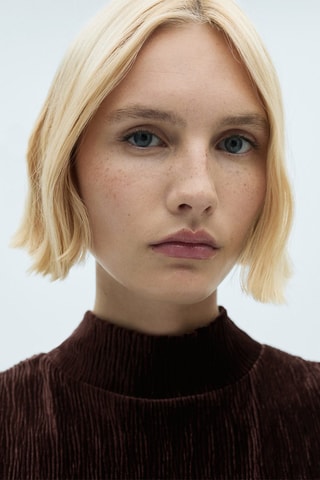 Top velours col montant - Bordeaux