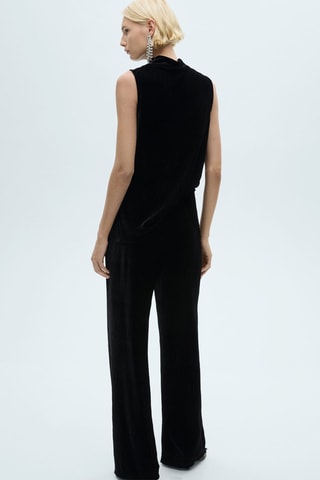 Top velours col montant - Noir