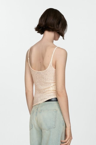 Top bretelles à sequins - Ecru