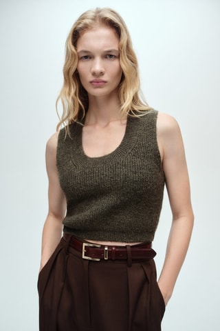 Crop top maille - Kaki