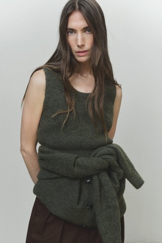 Crop top maille - Kaki