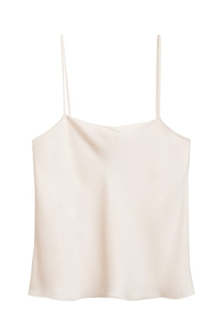 Top satiné bretelles fines - Blanc cassé