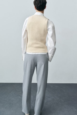 Top laine mélangée maille côtelée - Ecru