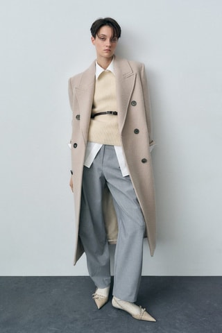 Top laine mélangée maille côtelée - Ecru