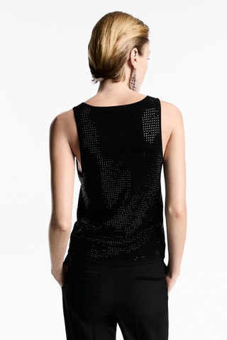 Top maille détail strass - Noir
