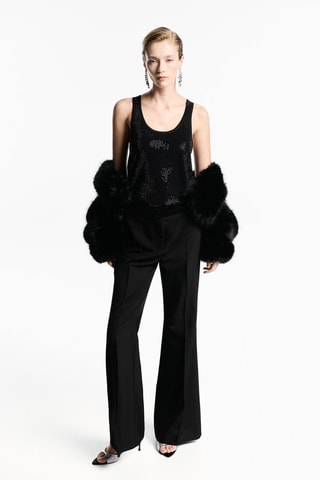 Top maille détail strass - Noir