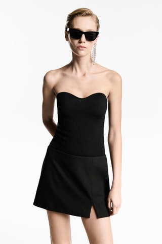 Top maille encolure coeur - Noir