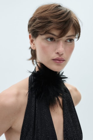 Top maille Lurex emmanchures américaines - Noir