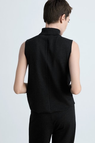 Top maille col montant - Gris foncé chiné