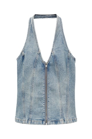 Top en jean emmanchures américaines - Bleu