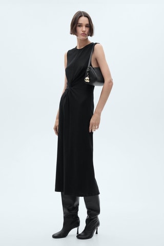 Robe midi détail drapé - Noir