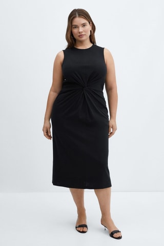 Robe midi détail drapé - Noir