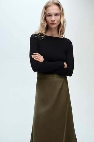 Robe à ceinture tissu combiné - Kaki