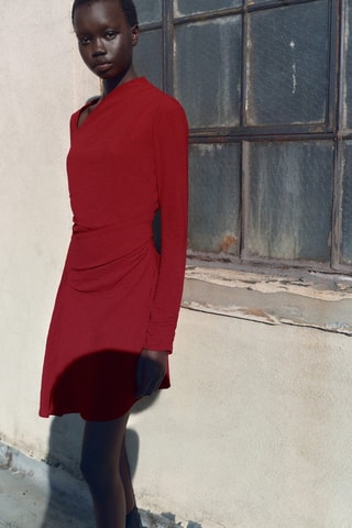 Robe asymétrique drapée - Rouge