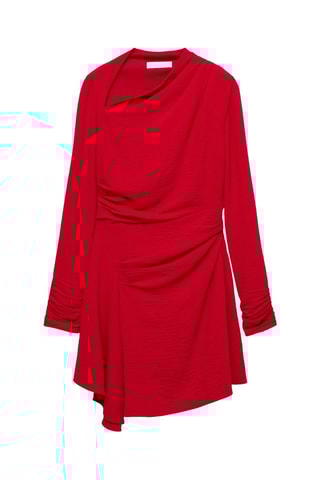 Robe asymétrique drapée - Rouge