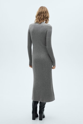 Robe évasée maille col montant - Gris chiné