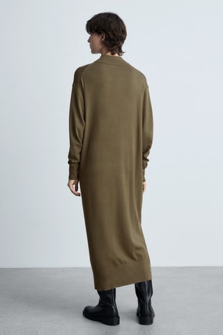 Robe maille col montant - Kaki