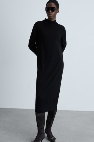 Robe maille col montant - Noir