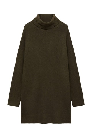 Robe courte maille col roulé - Kaki