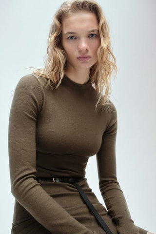 Robe maille ouverture - Kaki