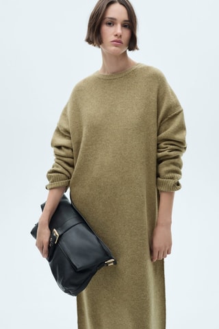 Robe maille bords côtelés - Vert